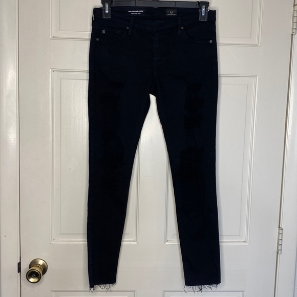 Adriano Goldschmied The Legging Ankle black distressed jeans 28R - Picture 1 of 10